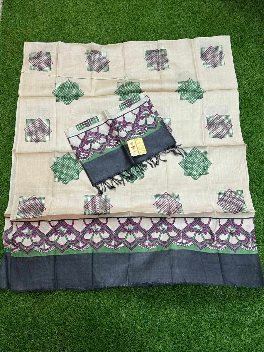 Pure Handloom Tussar Silk Dress Material (Top & Dupatta Only)